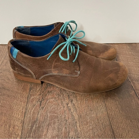 John Fluevog Radio Brown Leather Low Heel Lace Oxfords Comfort Shoes - Picture 2 of 8